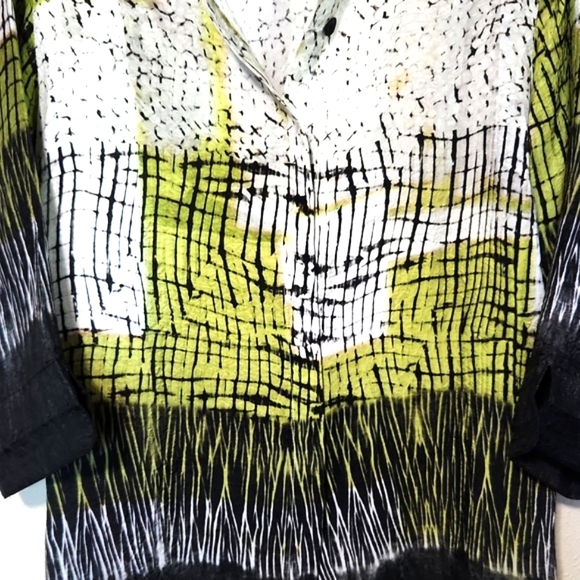 Dressori 100% Silk Art Abstract Design 3/4 Length Sleeves Blouse Size Large EUC - Picture 3 of 9